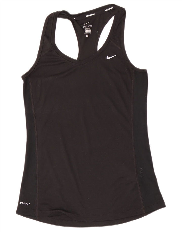 Nike Mujer Dri Fit Chaleco Top UK 8 Pequeño Poliéster Negro
