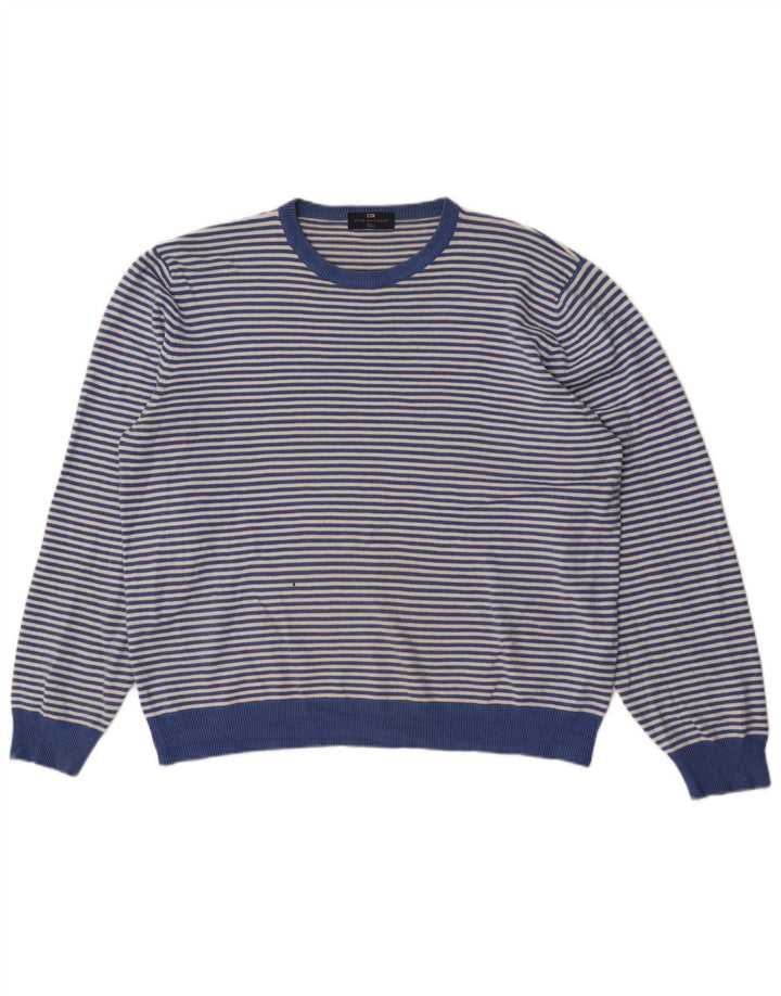 Marks & Spencer - Jersey de cuello redondo para hombre, color azul, talla XL, rayas azules