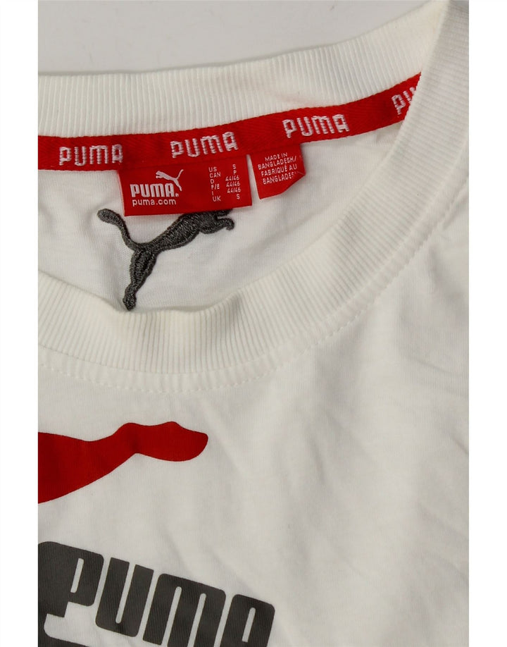 PUMA Camiseta sin mangas con gráfico para hombre pequeña blanca