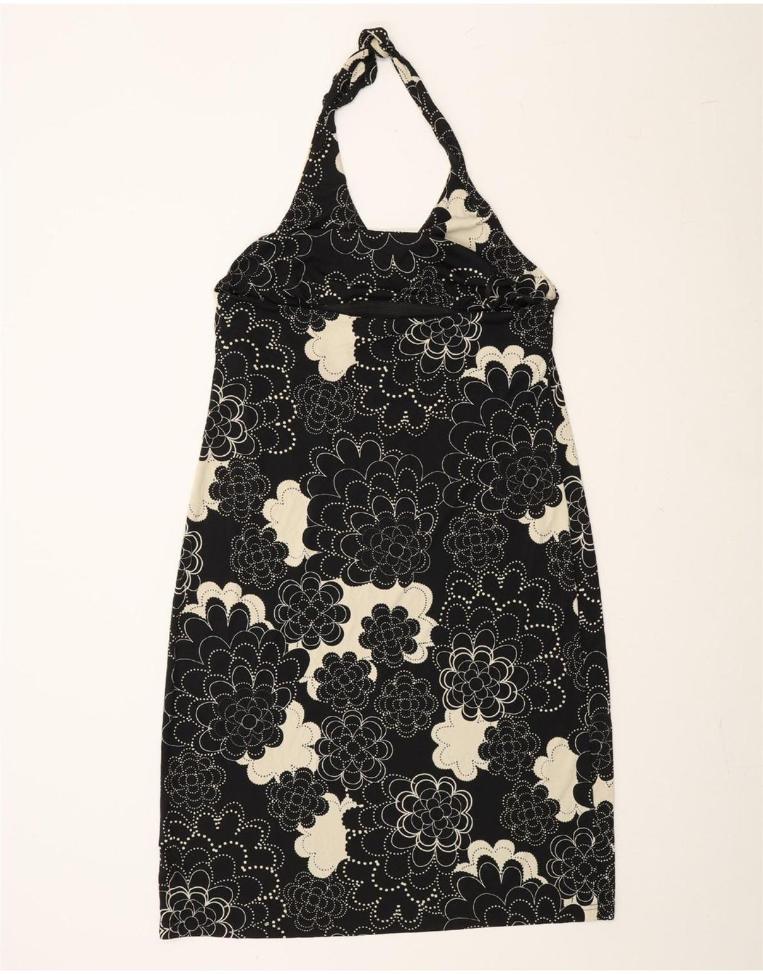 MOSSIMO Womens Halter Dress UK 14 Large Black Floral Polyester Vintage Mossimo and Second-Hand Mossimo from Messina Hembry 