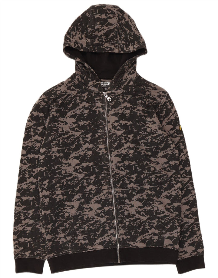 Lyle & Scott Suéter con capucha y cremallera con estampado abstracto para niños 15-16 años Negro