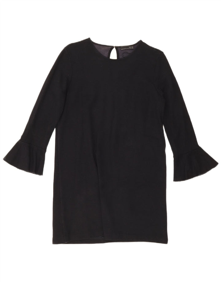 Zara Vestido recto de manga larga para mujer UK 10 Small Azul marino