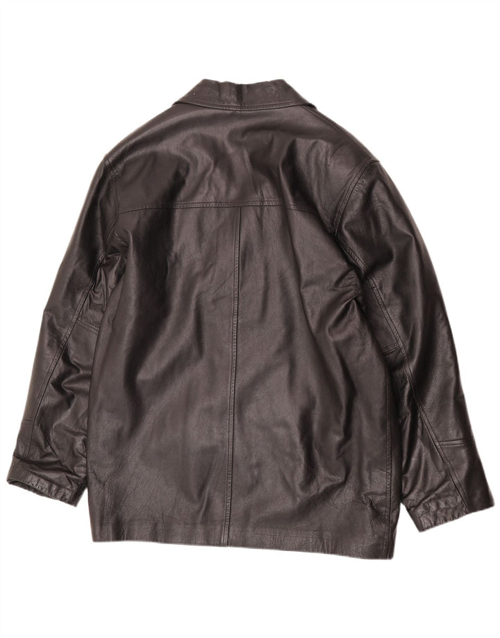 antros Chaqueta tipo blazer de cuero con 3 botones para hombre UK 40 Large Black Leather