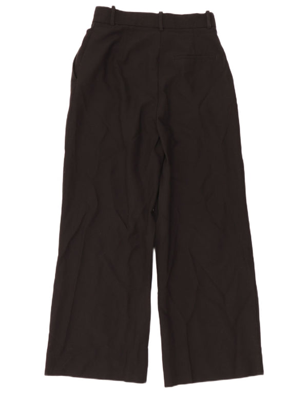 Zara Mujer Pantalón Ancho Traje Pantalón Pequeño W26 L28 Poliéster Negro