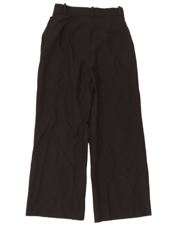 Zara Mujer Pantalón Ancho Traje Pantalón Pequeño W26 L28 Poliéster Negro