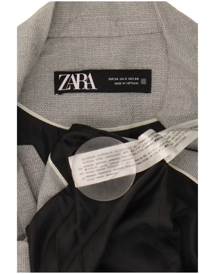 Zara Mujer Chaqueta Blazer De 1 Botón EU 34 2XS Poliéster Gris