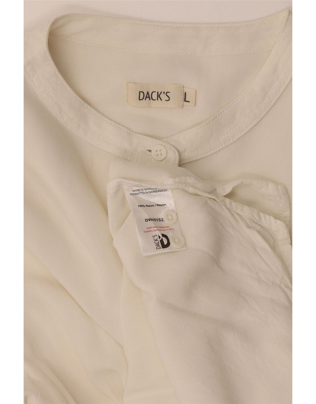 Dack's Camisa tipo jersey larga para mujer UK 46 Large Off White Rayon