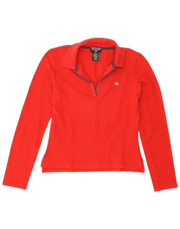 Ralph Lauren Polo de manga larga para mujer UK 10 Small Red Cotton