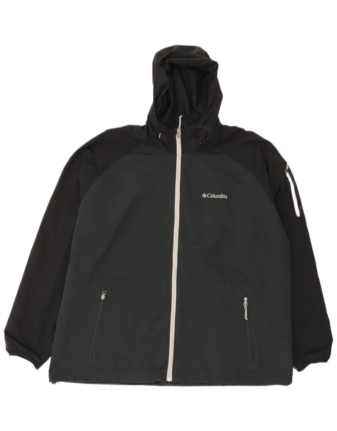 Columbia Chaqueta superior de chándal con capucha para hombre, 2XL, poliéster color block negro