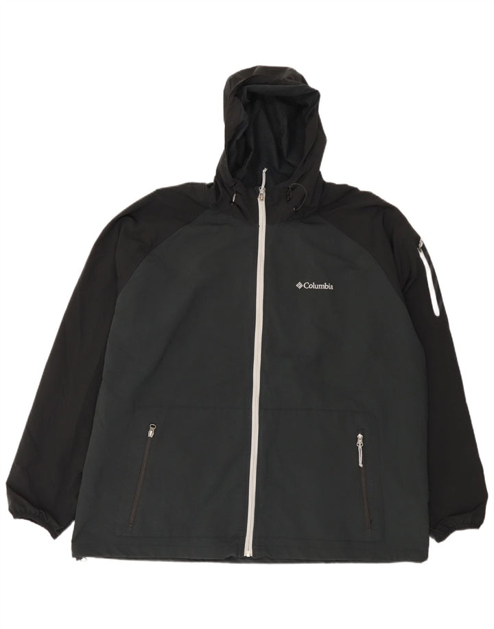 Columbia Chaqueta superior de chándal con capucha para hombre, 2XL, poliéster color block negro