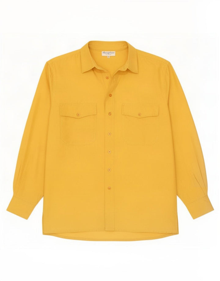 Camisa Vintage Para Hombre Seda Amarilla Mediana