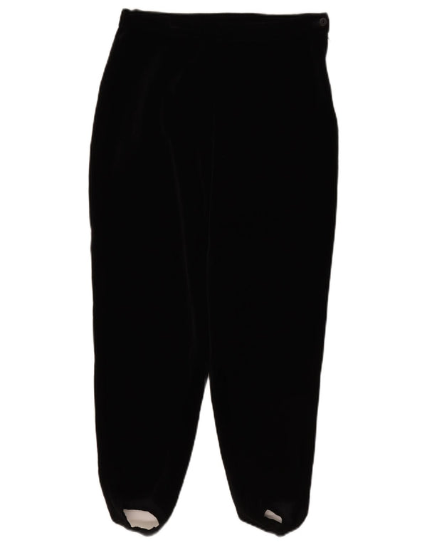 Pantalones casuales vintage con estribo de terciopelo para mujer Small W26 L26 Black