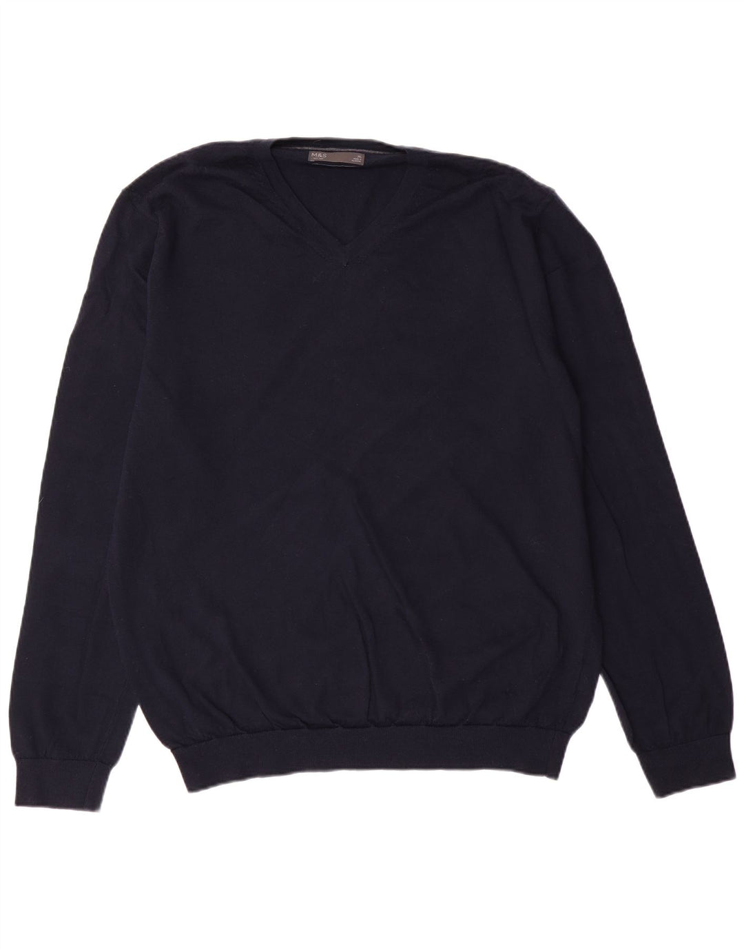 MARKS & SPENCER Jersey con cuello en V para hombre XL Azul marino Clásico