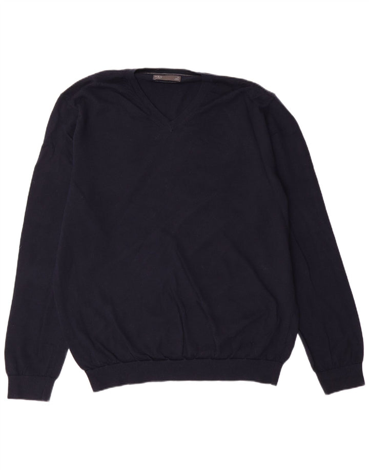 MARKS & SPENCER Jersey con cuello en V para hombre XL Azul marino Clásico