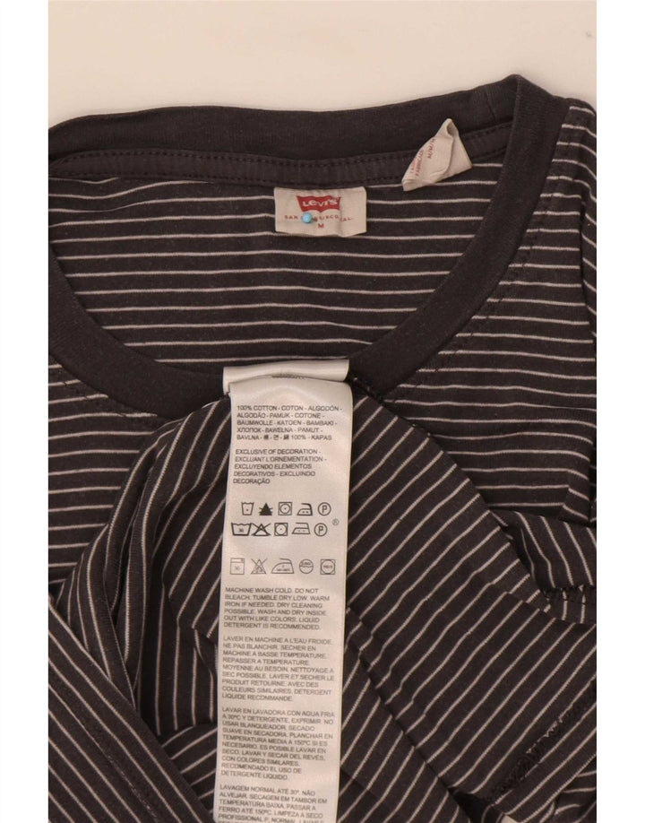 Levi's Top de manga larga para mujer UK 42 Algodón a rayas negro mediano