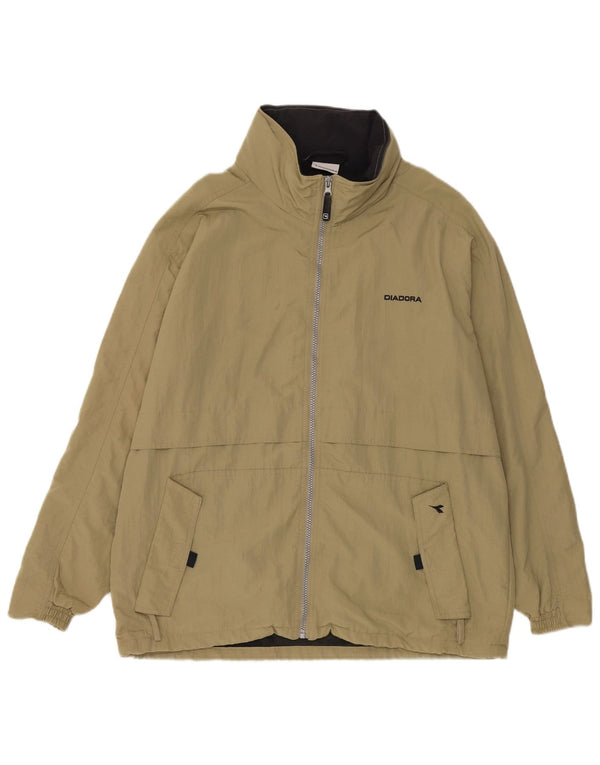 Diadora Chaqueta impermeable holgada con capucha para hombre UK 36 Small Caqui Poliamida