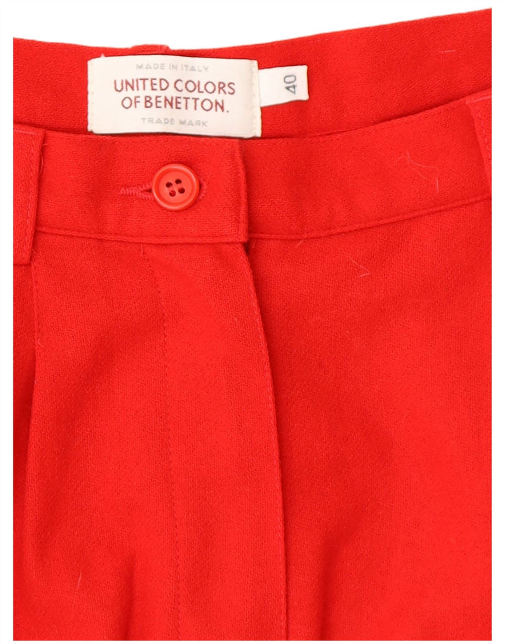 BENETTON Pantalones cortos casuales con cintura alta para mujer IT 40 Small W24 Lana roja