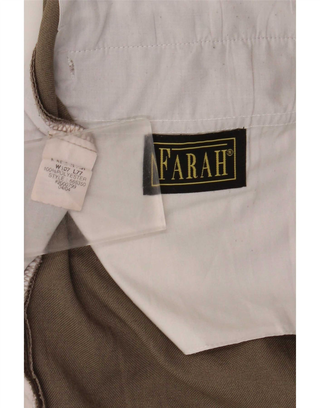 Farah Pantalón de traje con pinzas para hombre W42 L30 Poliéster marrón