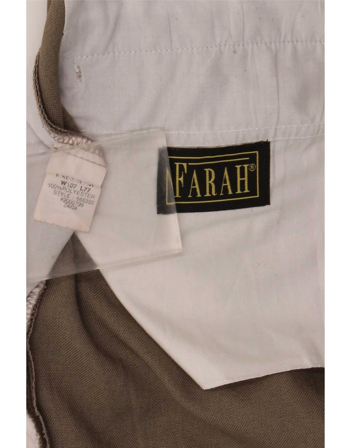 Farah Pantalón de traje con pinzas para hombre W42 L30 Poliéster marrón