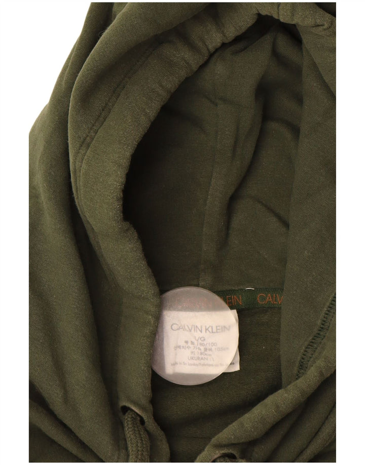 CALVIN KLEIN Jersey con capucha gráfico extragrande para mujer UK 46 Large Khaki