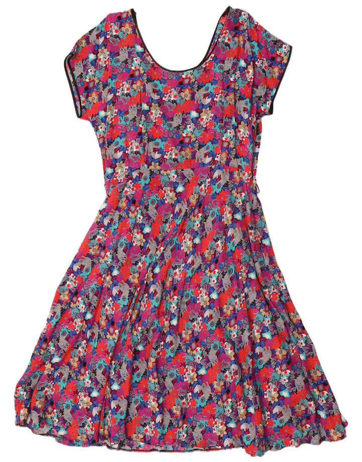 VINTAGE Vestido de mujer A-Line EU 44 XL Viscosa floral multicolor