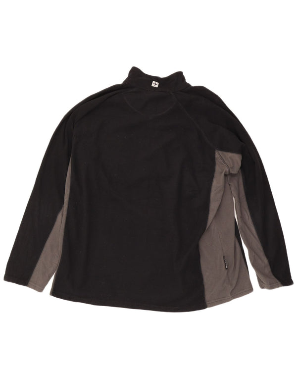 Mountain Warehouse Mens Zip Neck Fleece Jumper 2XL Black Colourblock