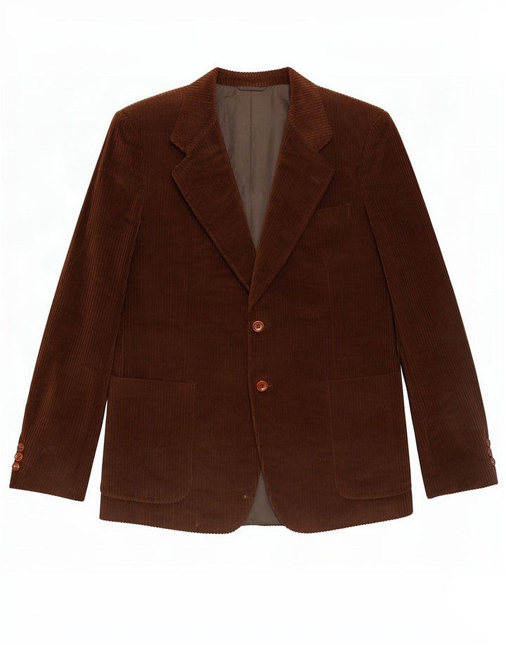 Corneliani Chaqueta tipo blazer de pana con 2 botones para hombre IT 50 Large Brown Cotton