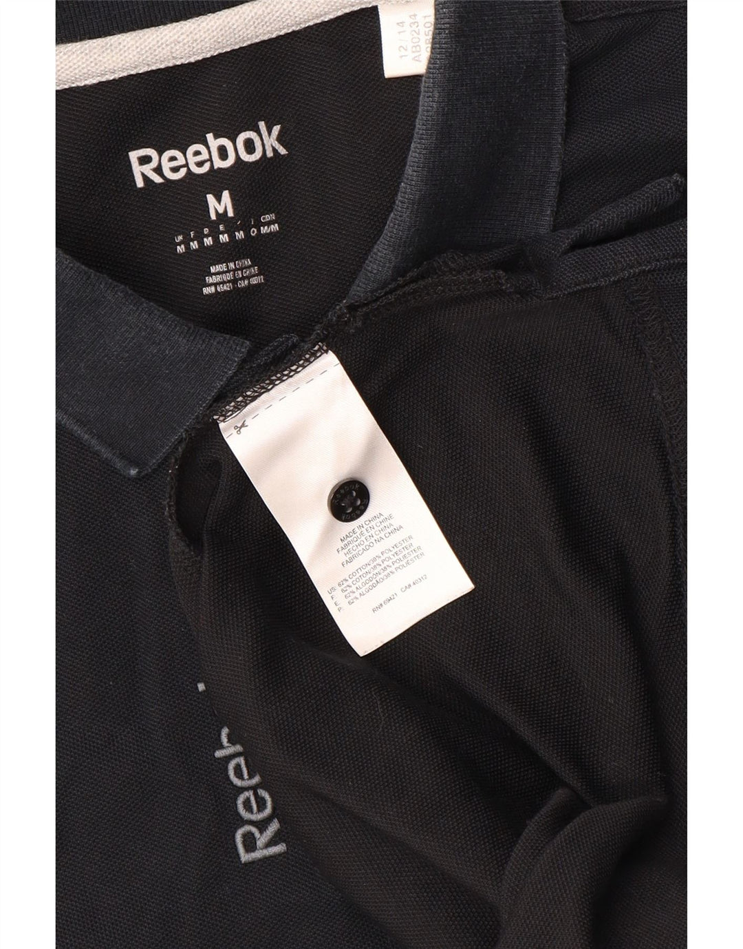 Polo Reebok Hombre Mediano Negro Algodón
