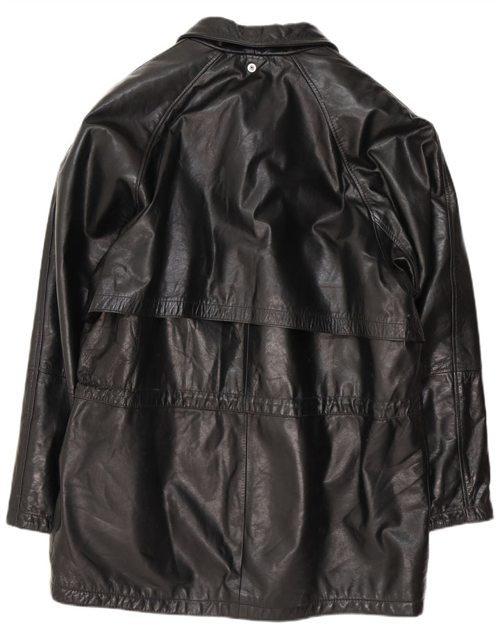MORE & MORE Abrigo de cuero para hombre UK 40 Large Black Leather