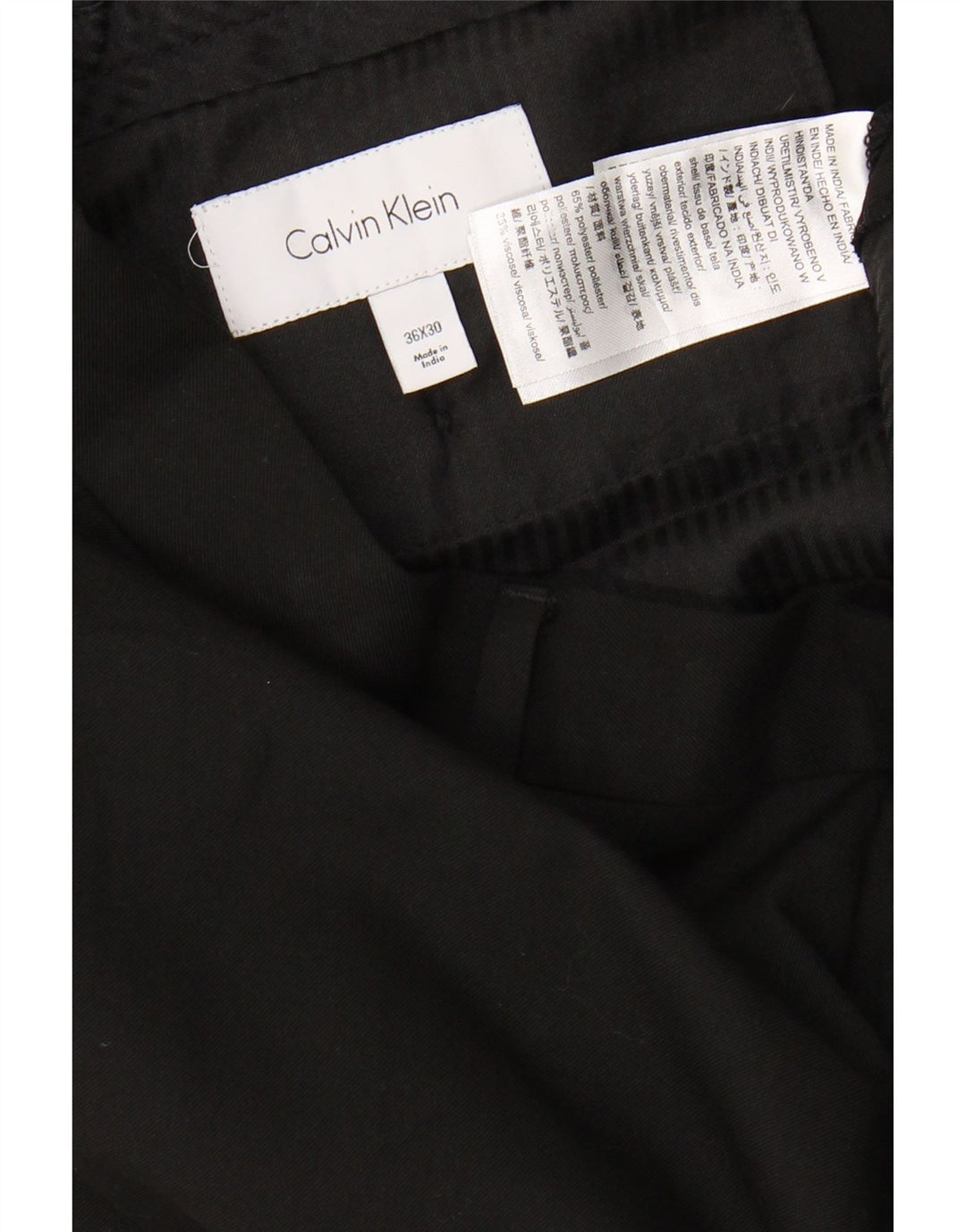 CALVIN KLEIN Pantalón chino ajustado para hombre W36 L30 Poliéster negro