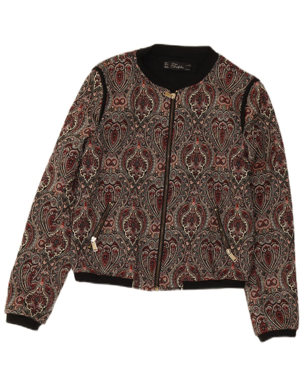Zara Mujer Crop Bomber Jacket UK 10 Small Multicolor Paisley