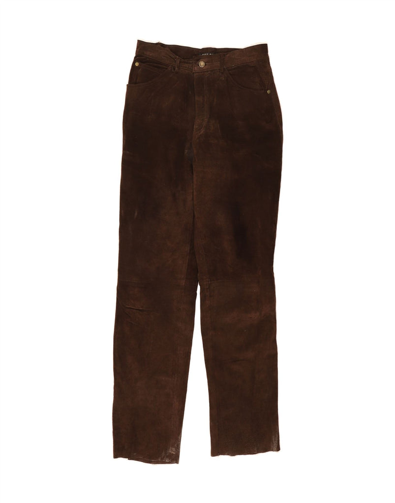 VERO MODA Womens Tapered Suede Trousers Medium W28 L30 Brown Suede Vintage Vero Moda and Second-Hand Vero Moda from Messina Hembry 
