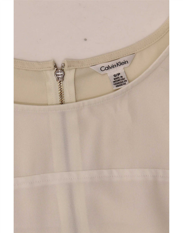 Calvin Klein Vestido recto para mujer UK 10 Small White Colourblock