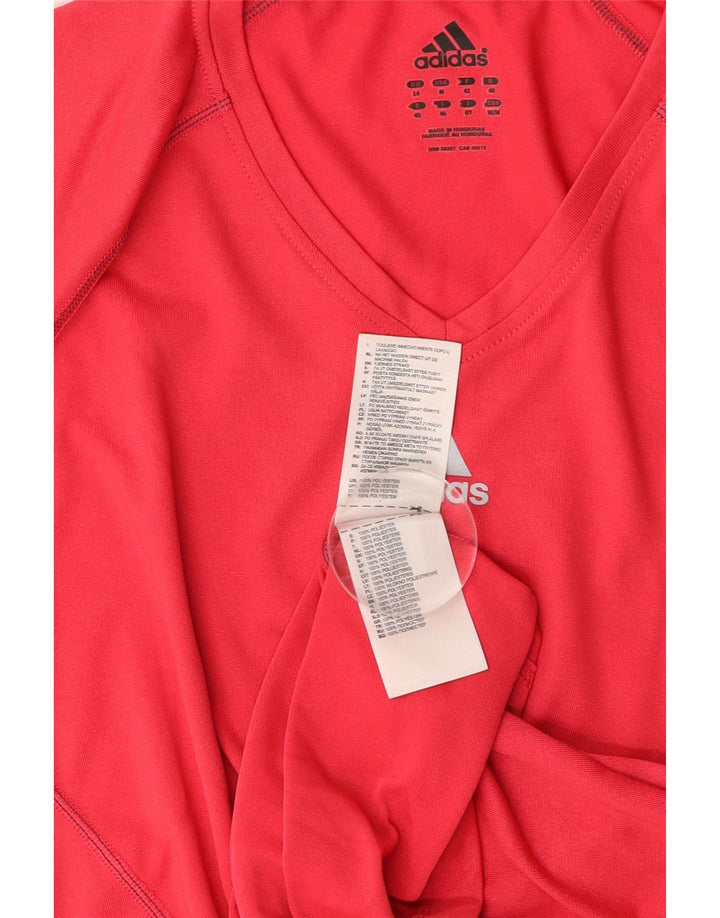 ADIDAS Mujer Climalite Camiseta Top UK 14 Medio Rojo Poliéster