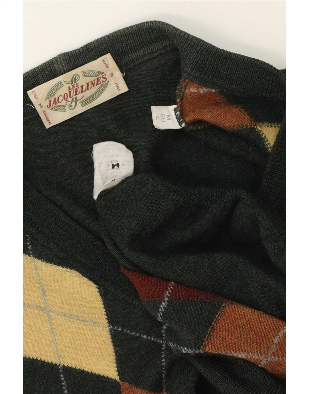 Suéter Cárdigan Les Jacquelines Hombre Verde Medio Argyle/Diamante