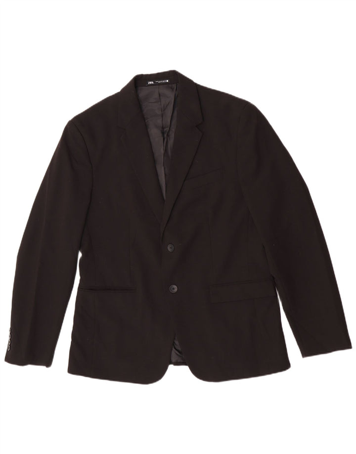 Zara Chaqueta tipo blazer de 2 botones para hombre EU 52 Grande Poliéster negro