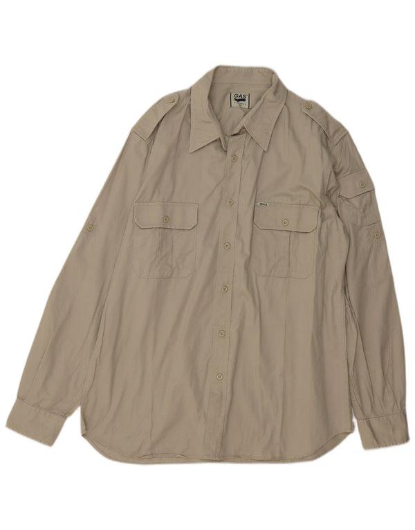 GAS Camisa Militar Hombre XL Algodón Beige