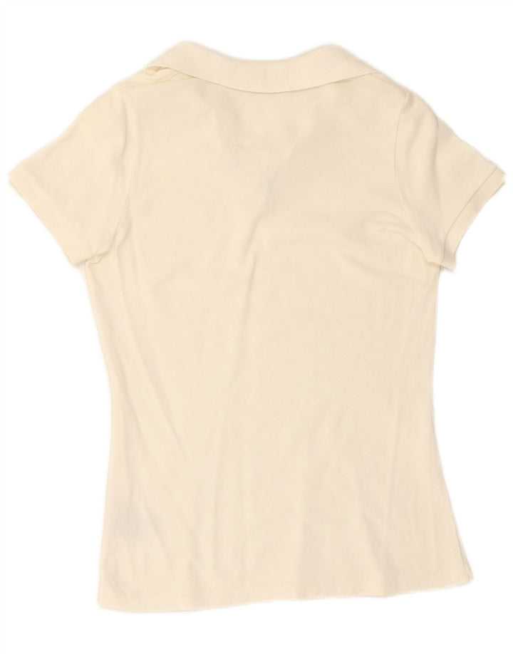 BURBERRY Polo BRIT para mujer Reino Unido 12 Algodón blanco crudo mediano
