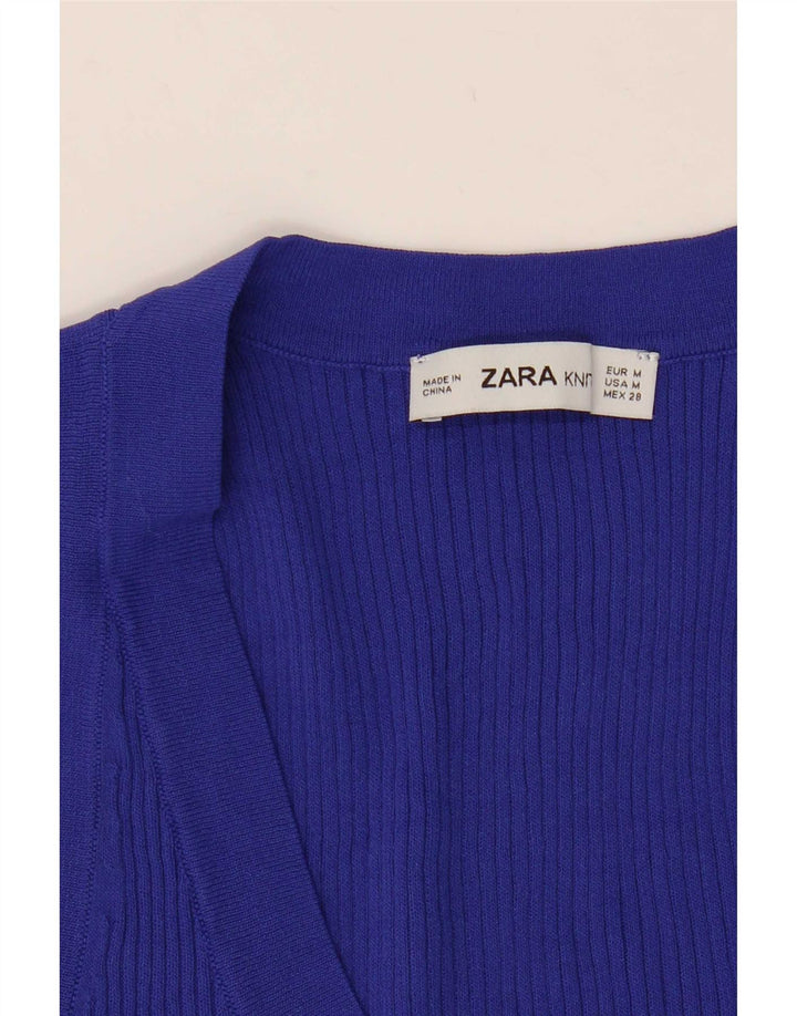 Zara Mujer Chaleco Top UK 12 Medium Azul Marino