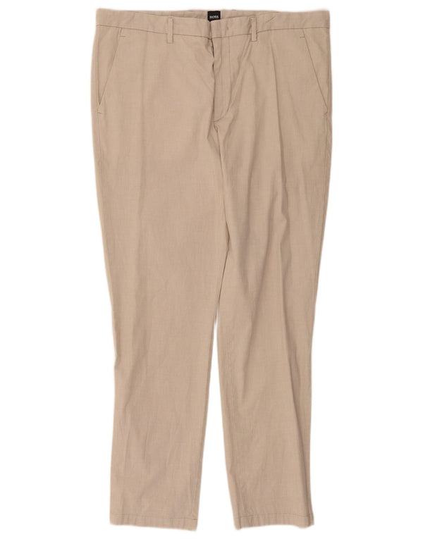 Hugo Boss Pantalones chinos ajustados para hombre EU 50 Large W36 L28 Algodón beige