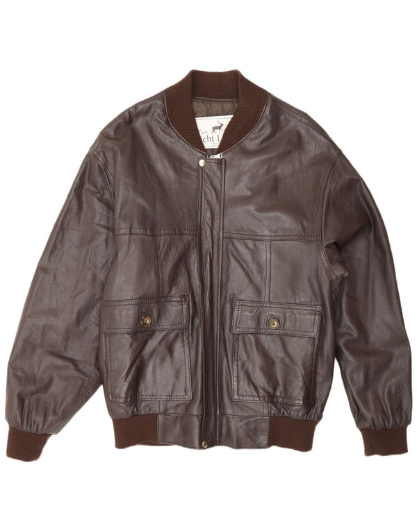 Vintage chaqueta de cuero para hombre Reino Unido 38 cuero marrón medio
