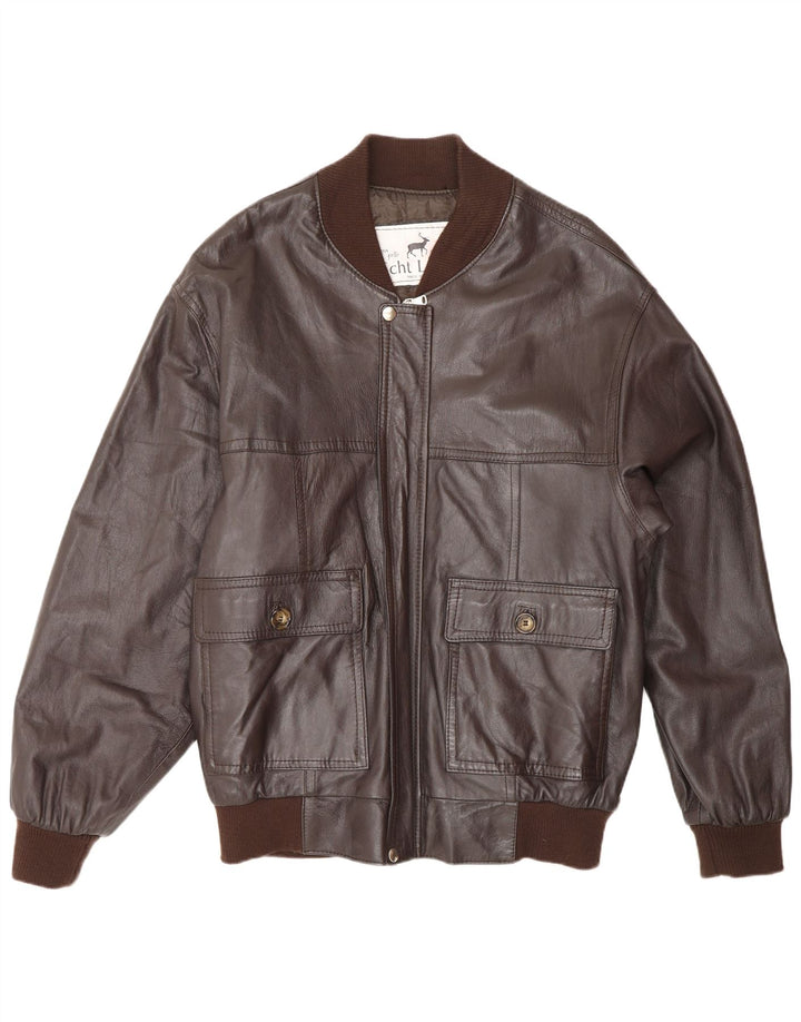 Vintage chaqueta de cuero para hombre Reino Unido 38 cuero marrón medio