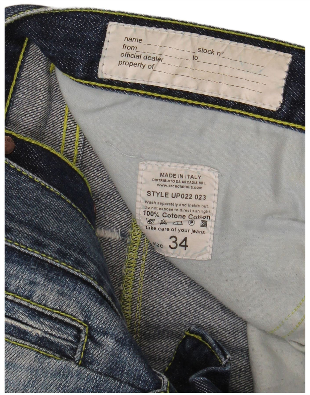 DONDUP Vaqueros rectos desgastados para hombre W34 L32 Algodón azul