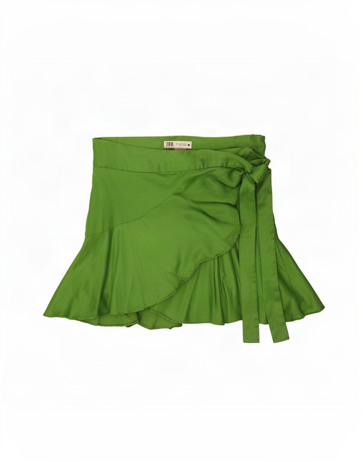 Zara Mujer Mini Falda Cruzada Grande W30 Verde