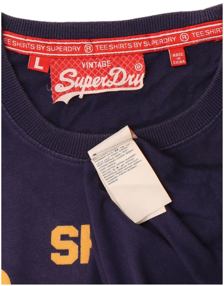 Superdry Camiseta gráfica para hombre Top grande de algodón azul marino