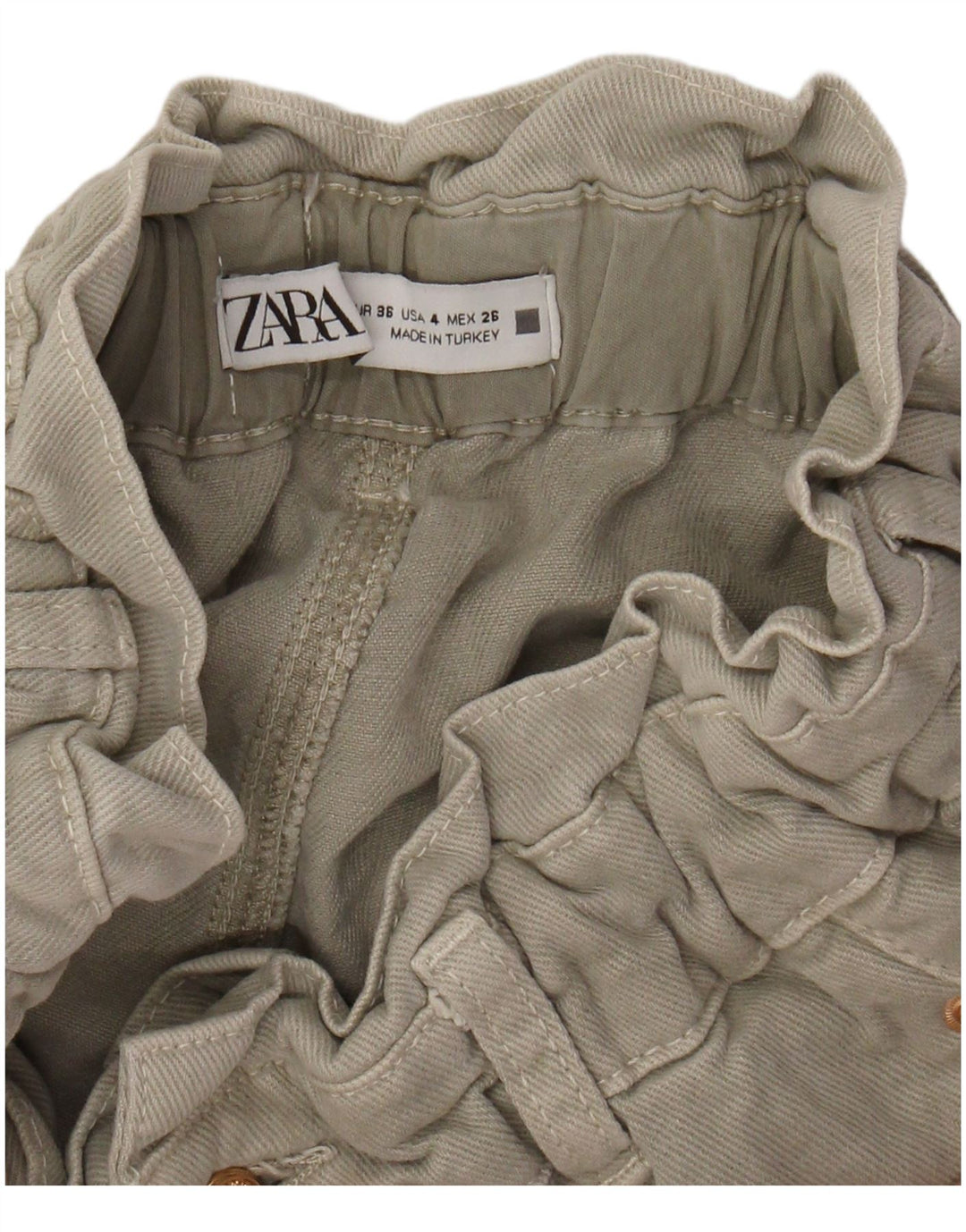 ZARA Mujer Pantalones Casuales Cónicos De Cintura Alta EU 36 XS W26 L26 Gris