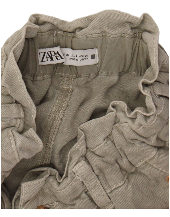 ZARA Mujer Pantalones Casuales Cónicos De Cintura Alta EU 36 XS W26 L26 Gris