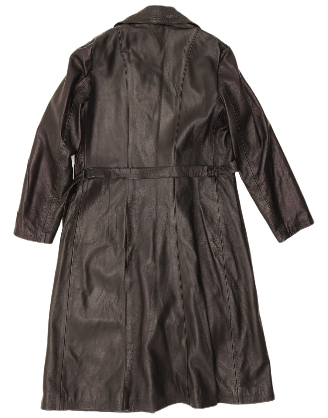Vintage mujer cuero abrigo Reino Unido 18 XL negro