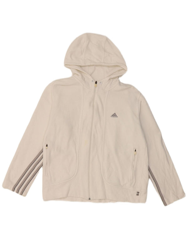 Adidas - Sudadera con capucha y cremallera para mujer, talla 40, talla grande, algodón blanco