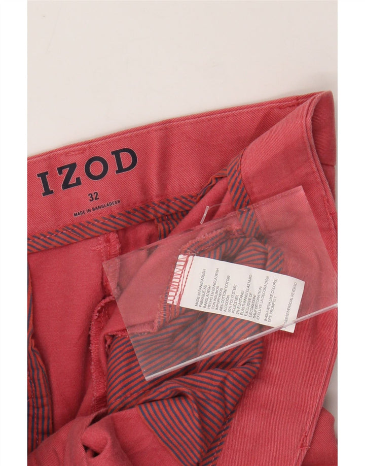 IZOD Pantalones cortos chinos para hombre W32 Algodón rojo medio